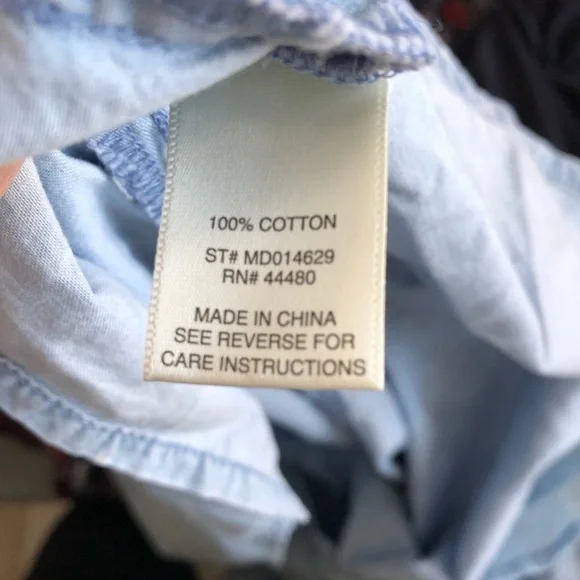 LOVE, Fire Blue Chambray & White Stars Off Shoulder Dress Size M - Picture 6 of 6